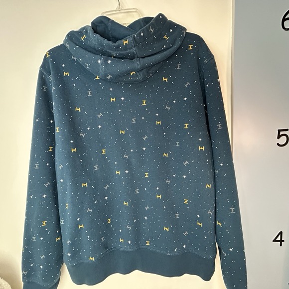Star Wars All Over Graphic Print Dark Blue Stars & Ships Unisex Hoodie Large - Picture 7 of 15